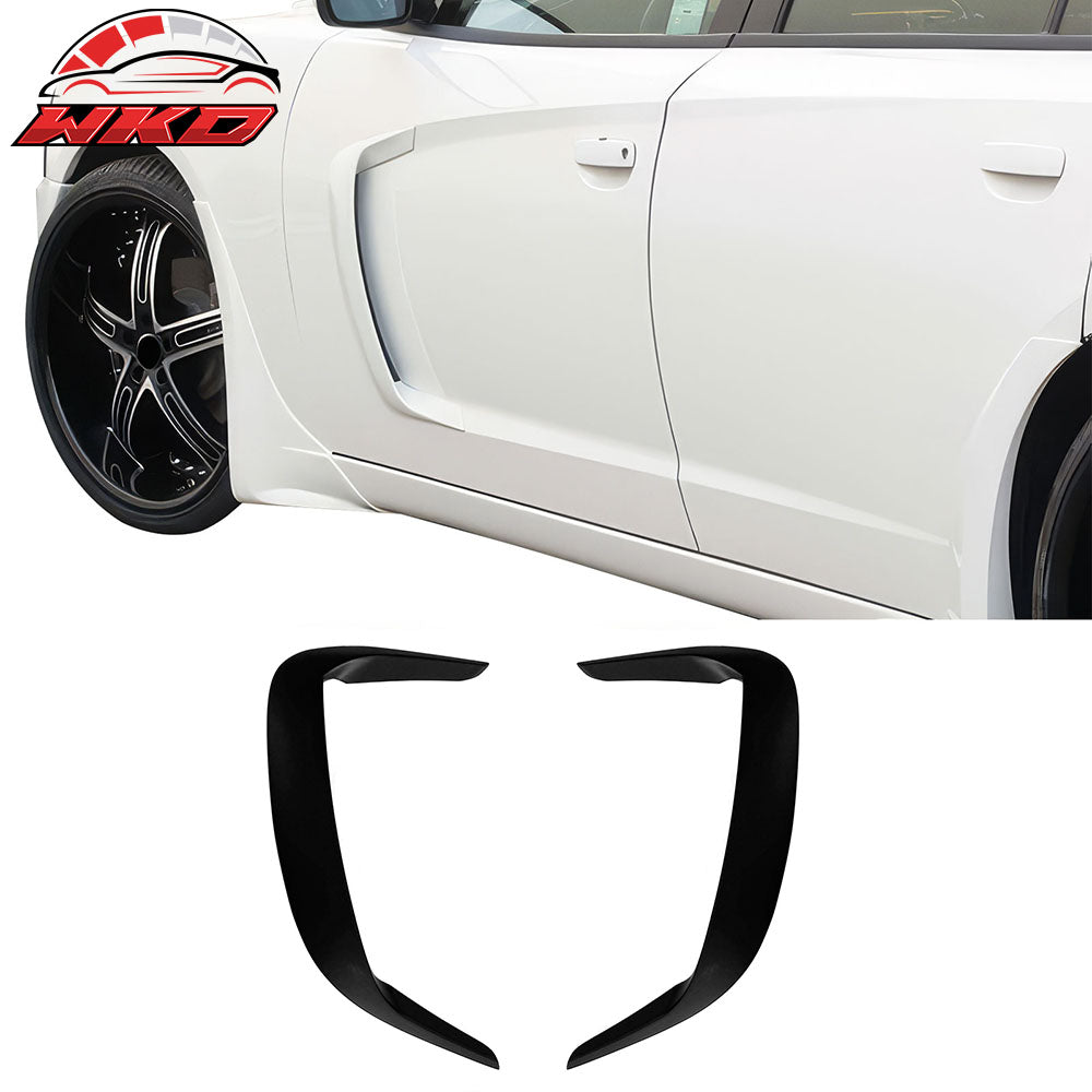 Fits 15-23 Dodge Charger IKON2 Style Front Side Fin Vents Cover Matte Black ABS