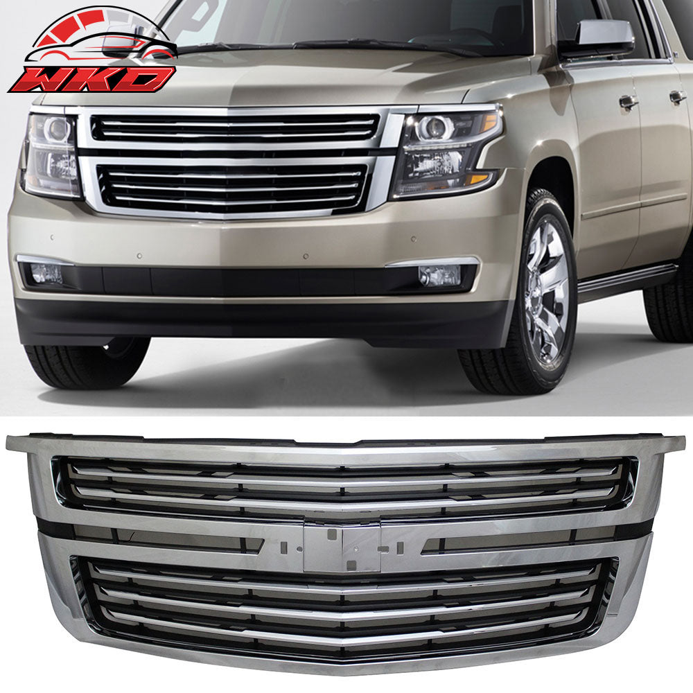 Fits 15-20 Chevy Tahoe LTZ Style Front Upper Factory Grill Grille Chrome