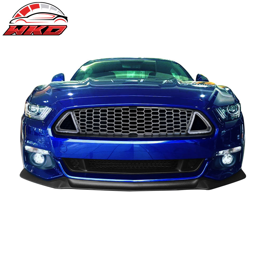 Fits 15-17 Ford Mustang IKON Style Unpainted Front Upper Mesh Grille W/ LED