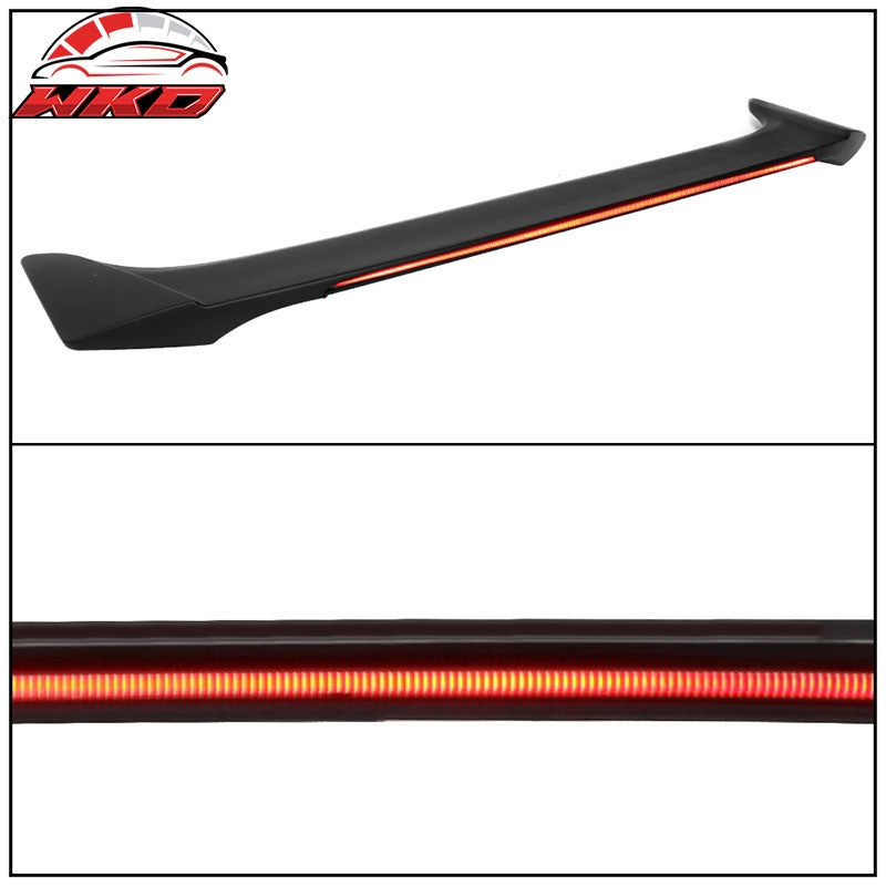 Fits 13-20 Ford Fusion Sedan Long LED Style Trunk Spoiler Matte Black ABS W/ LED