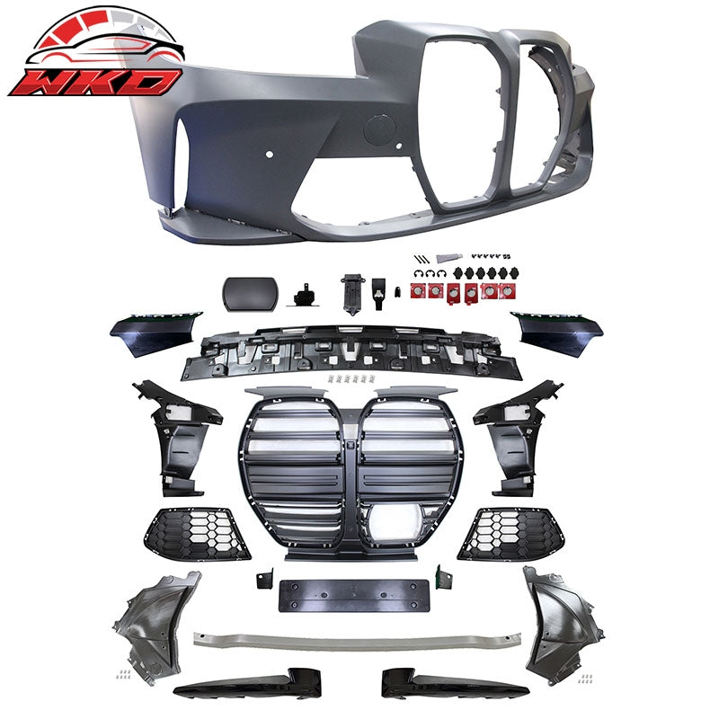 Fits 23-26 G20 330i Front/Rear Bumper Cover/Ambient Light Side Skirts (M3 Style)