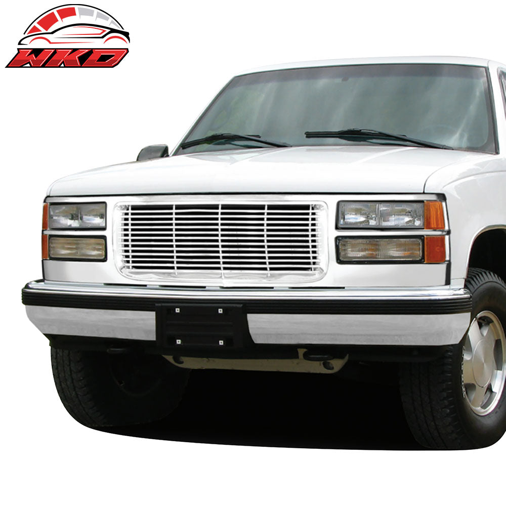 Fits 94-01 GMC C1500 C2500 C3500 Yukon Billet Chrome ABS Front Mesh Grille Cover