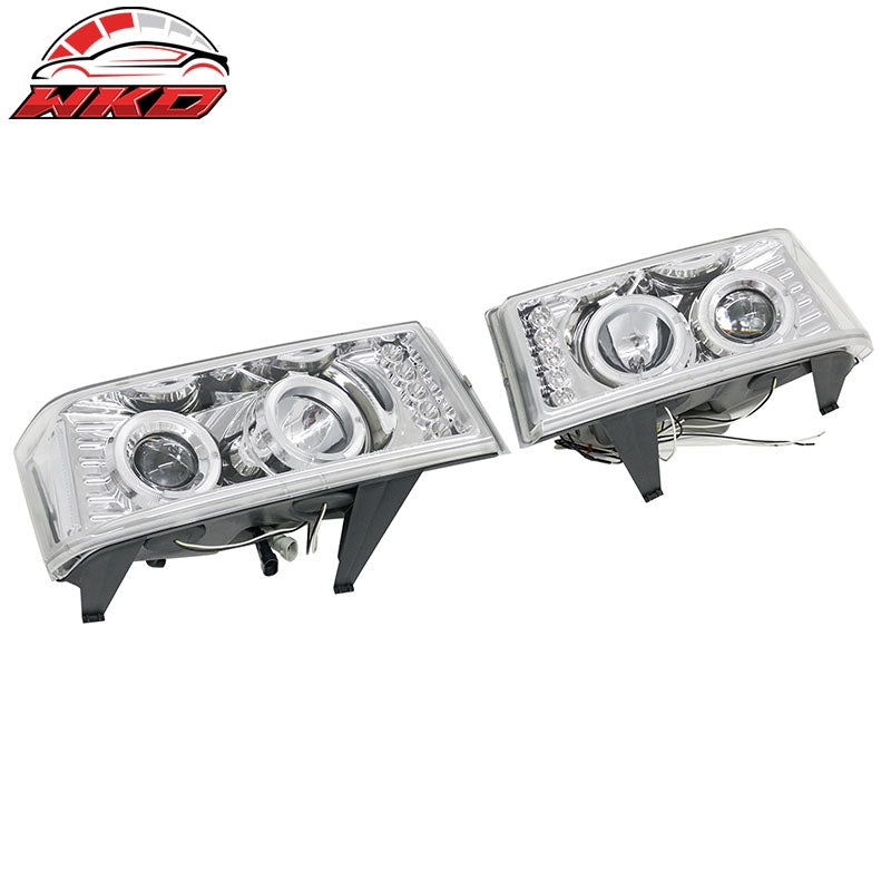 Fits 04-12 GMC Canyon& Chevy Colorado Chrome Front Bumper Head Lights Lamps Pair