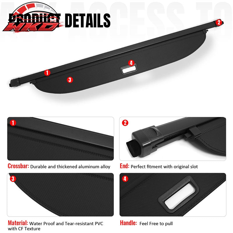 Fits 24-26 GMC Hummer EV SUV Retractable Rear Cargo Cover Carbon Fiber Texture