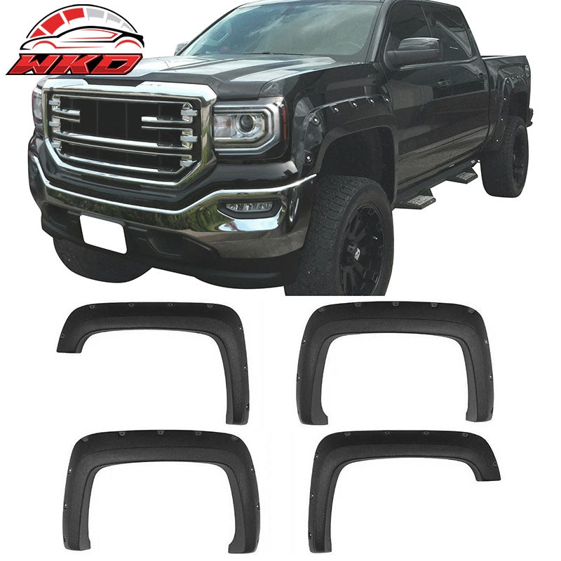 Fits 07-13 GMC Sierra 1500 69.3"/78.7"/97.6" Bed Rivet Pocket Style Fender Flare