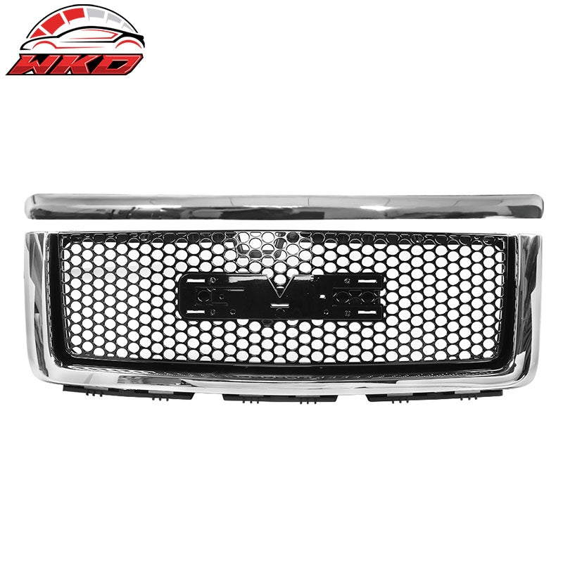 Fits 07-13 GMC Sierra 1500 Denali Front Hood Molding Upper Grille Gloss Black