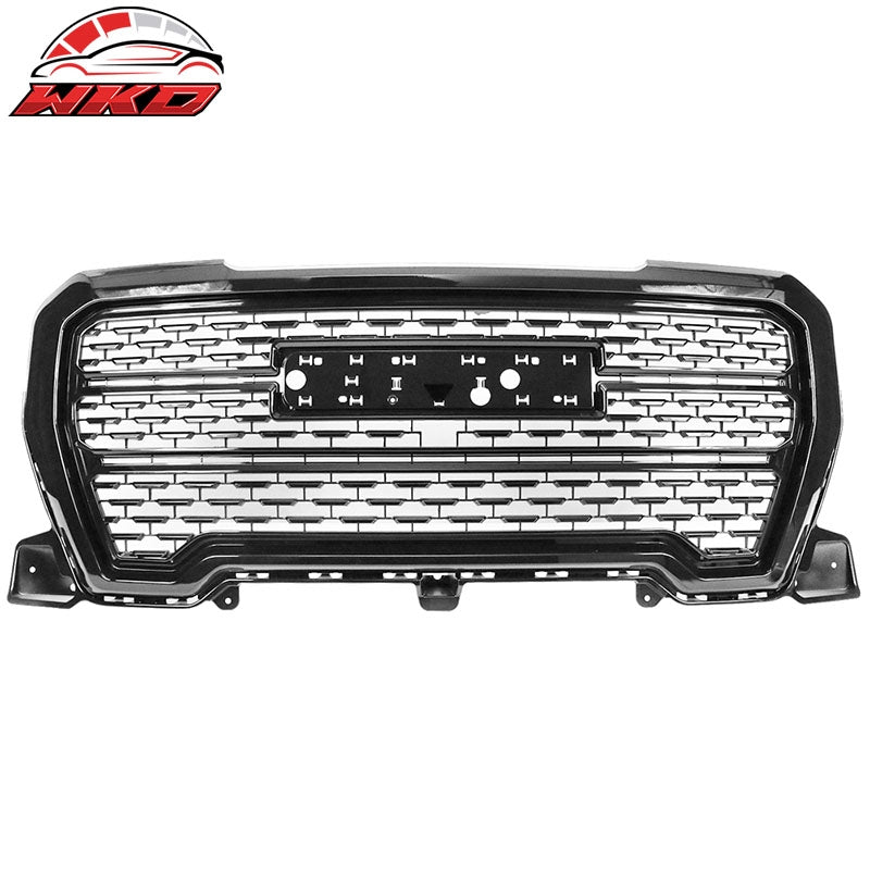 Fits 19-22 GMC Sierra 1500 Denali Style Upper Hood Grille Gloss Black