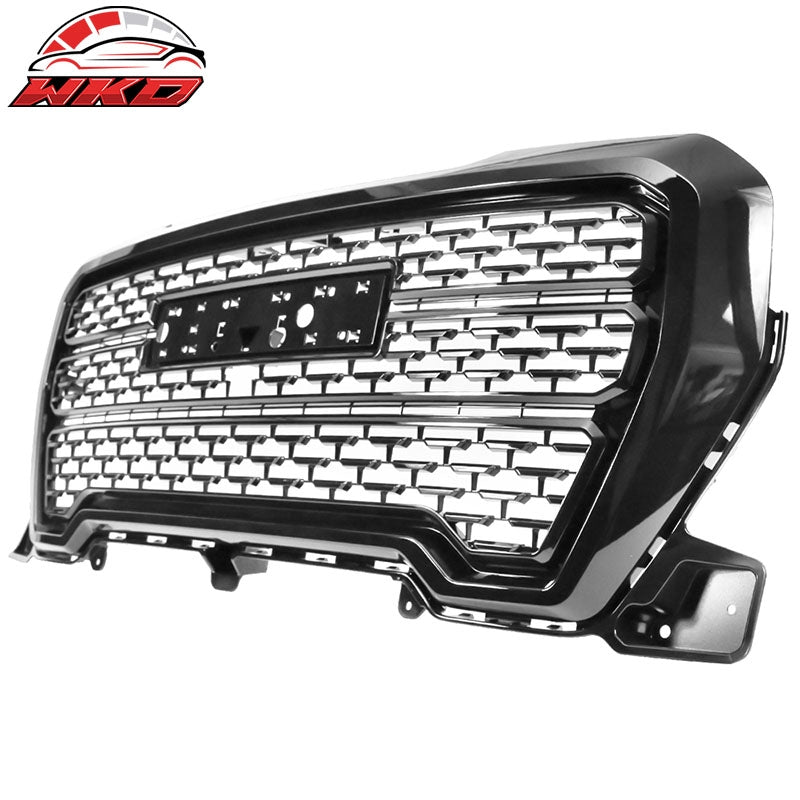 Fits 19-22 GMC Sierra 1500 Denali Style Upper Hood Grille Gloss Black
