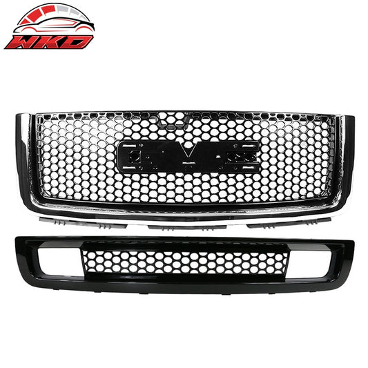 Wholesale 07-13 GMC Sierra 1500 Denali Upper Lower Bumper Grille Gloss Black