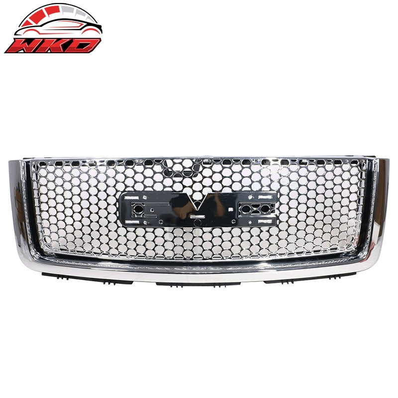 Fits 07-13 GMC Sierra 1500 Front Upper Grille Guard Mesh Hood Grill Cover Chrome