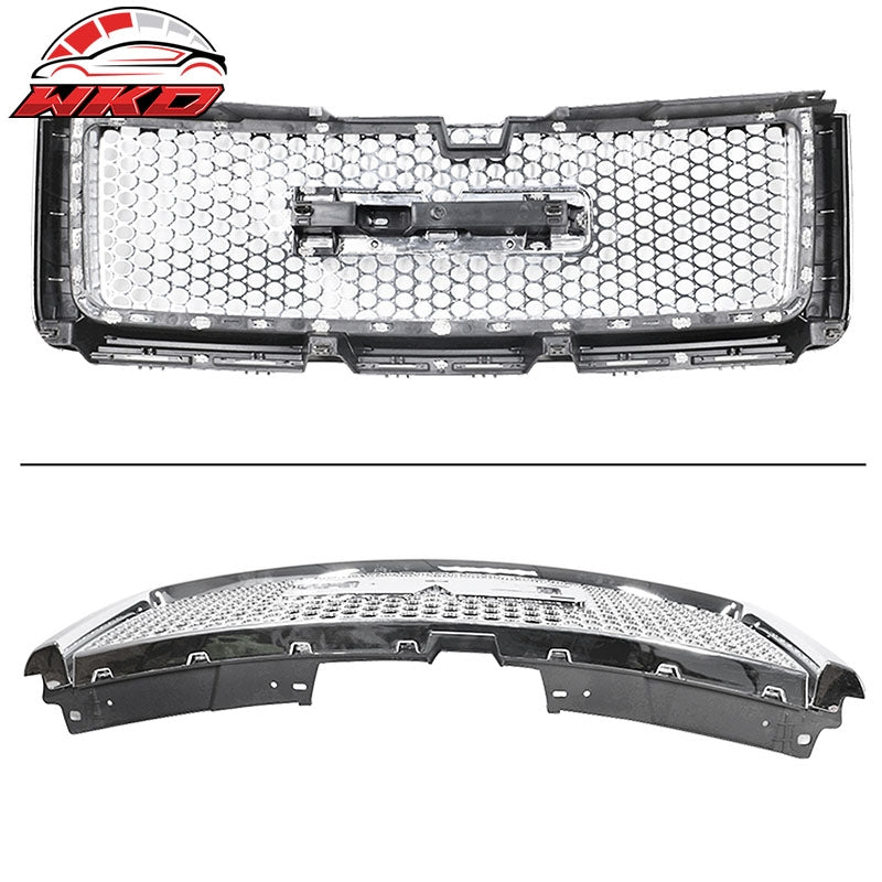 Fits 07-13 GMC Sierra 1500 Front Upper Grille Guard Mesh Hood Grill Cover Chrome