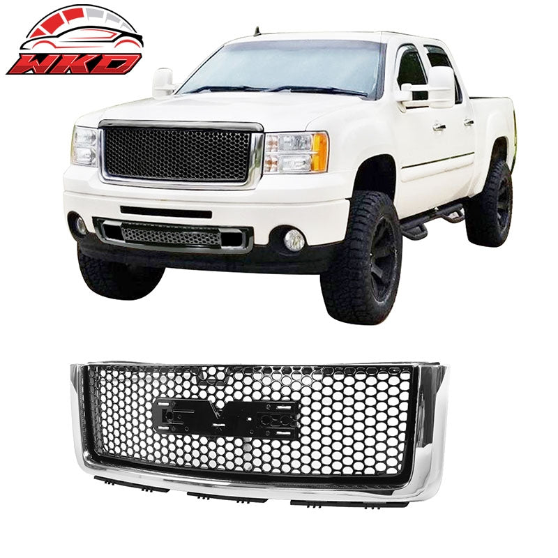 Wholesale 07-13 GMC Sierra 1500 Front Upper Grille Mesh Grill Chrome & Gloss Black