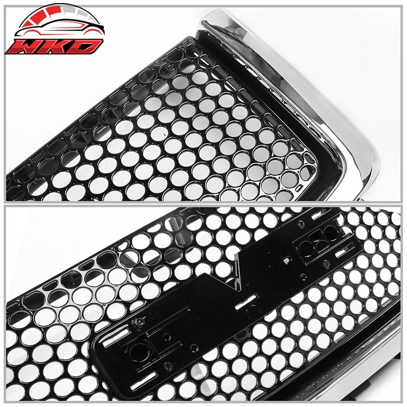 Fits 07-13 GMC Sierra 1500 Front Upper Grille Mesh Grill Chrome & Gloss Black