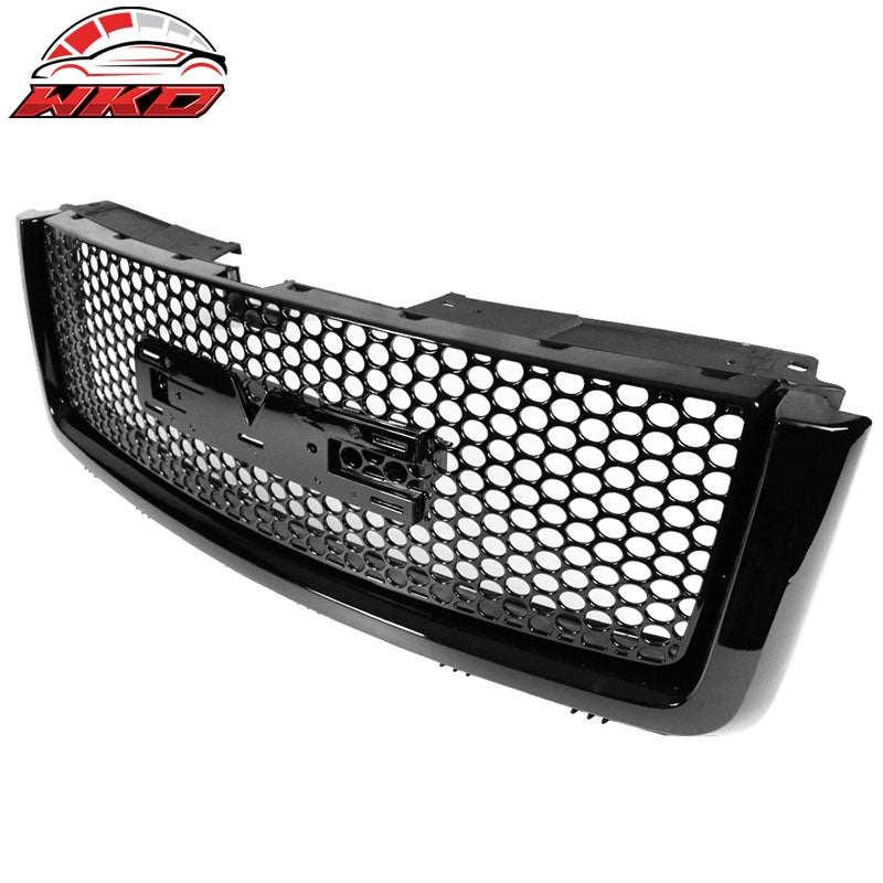 Fits 07-13 GMC Sierra 1500 Front Upper Grille Guard Mesh Grill Cover Gloss Black