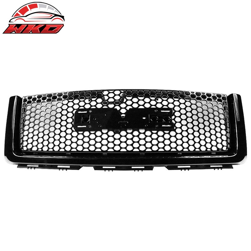 Fits 07-13 GMC Sierra 1500 Front Upper Grille Guard Mesh Grill Cover Gloss Black