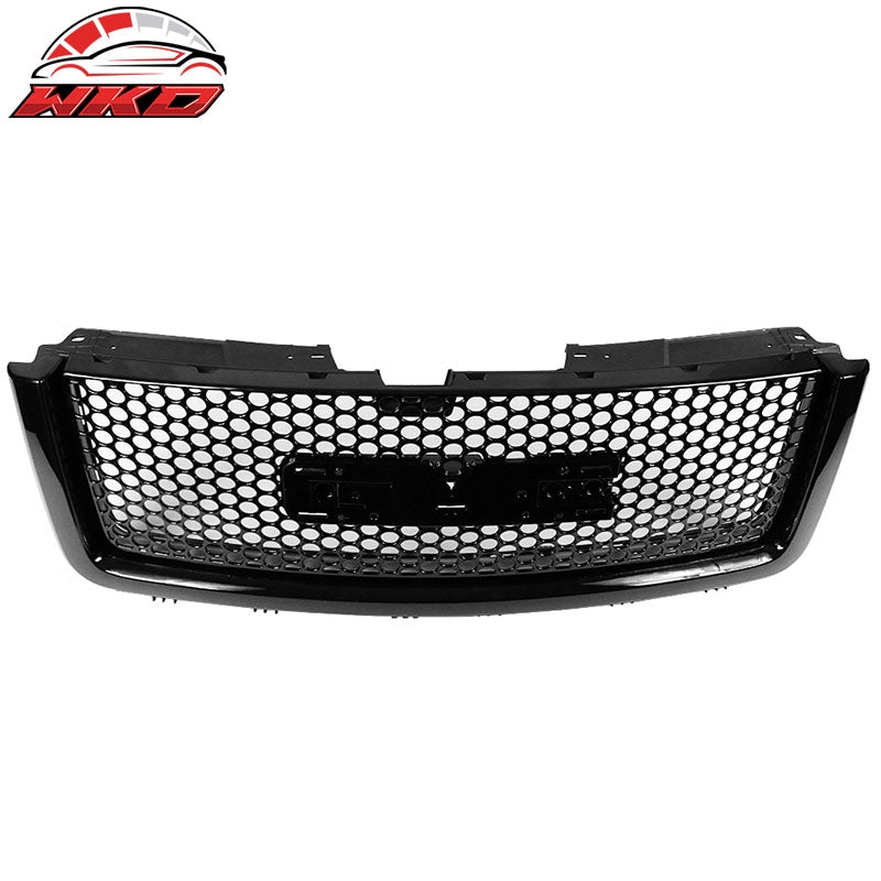 Fits 07-13 GMC Sierra 1500 2PCS Front Upper + Lower Bumper Grille Gloss Black