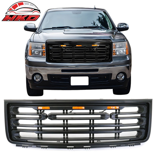 Wholesale 07-13 GMC Sierra 1500 Front Bumper Hood Grille Matte Black