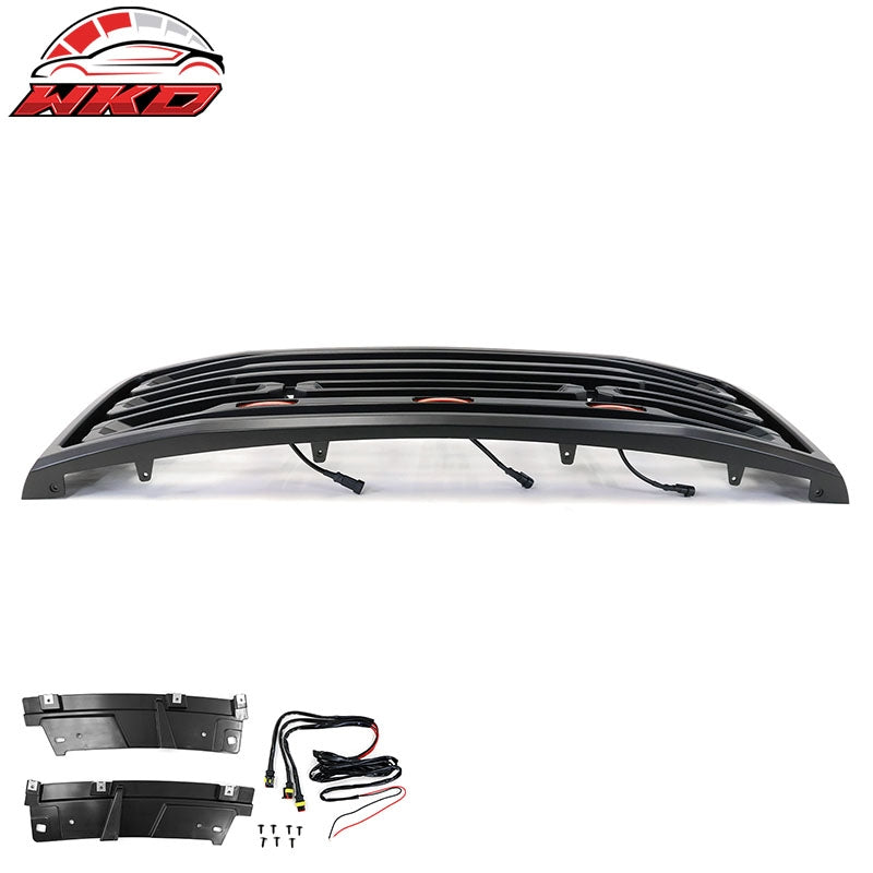 Fits 07-13 GMC Sierra 1500 Front Bumper Hood Grille Matte Black