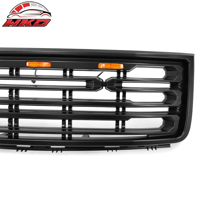 Fits 07-13 GMC Sierra 1500 Front Bumper Hood Grille Matte Black