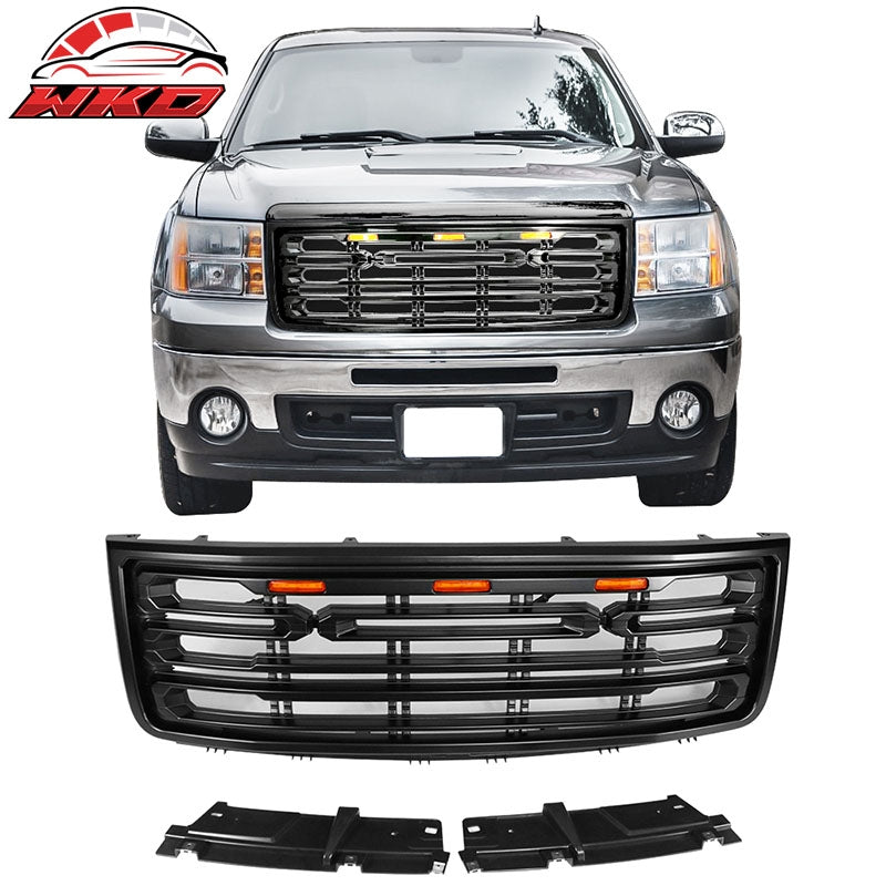 Wholesale 07-13 GMC Sierra 1500 Front Bumper Hood Grille Gloss Black