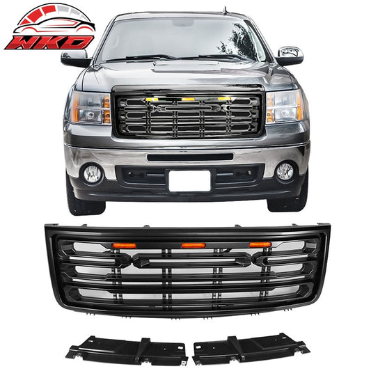 Wholesale 07-13 GMC Sierra 1500 Front Bumper Hood Grille Gloss Black