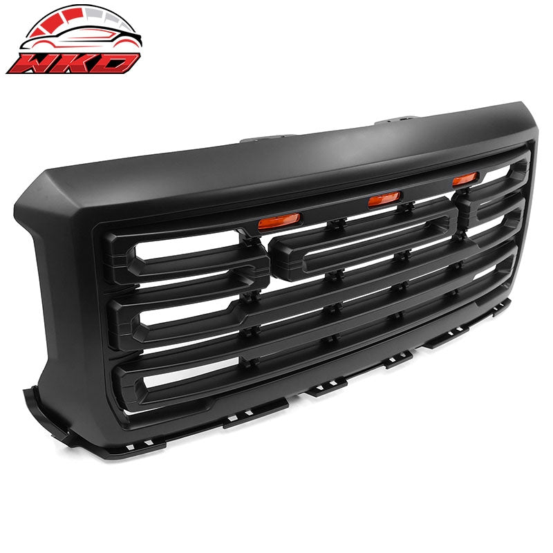 Fit 14-15 GMC Sierra 1500 Front Bumper Hood Grille Grill Replacement Matte Black