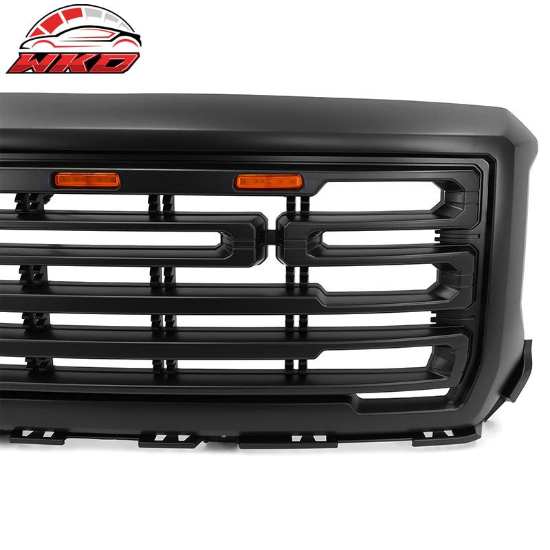 Fit 14-15 GMC Sierra 1500 Front Bumper Hood Grille Grill Replacement Matte Black