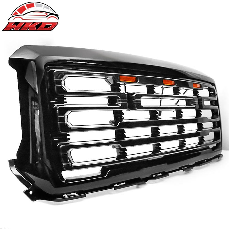 Fits 14-15 GMC Sierra 1500 Front Bumper Hood Grille Gloss Black