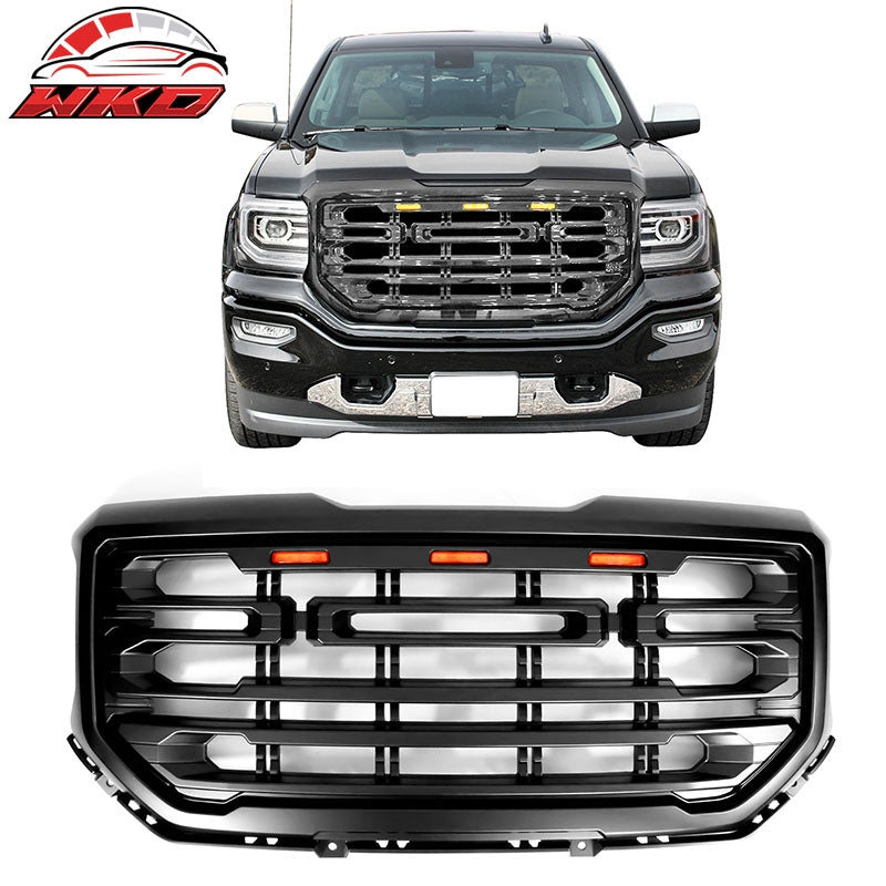 Wholesale 16-19 GMC Sierra 1500 Front Bumper Grille Hood Matte Black ABS Grille