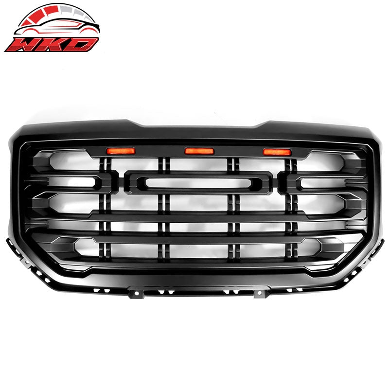 Fits 16-19 GMC Sierra 1500 Front Bumper Grille Hood Matte Black ABS Grille