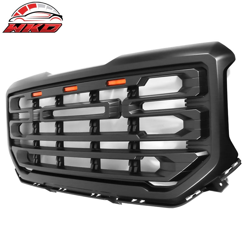 Fits 16-19 GMC Sierra 1500 Front Bumper Grille Hood Matte Black ABS Grille