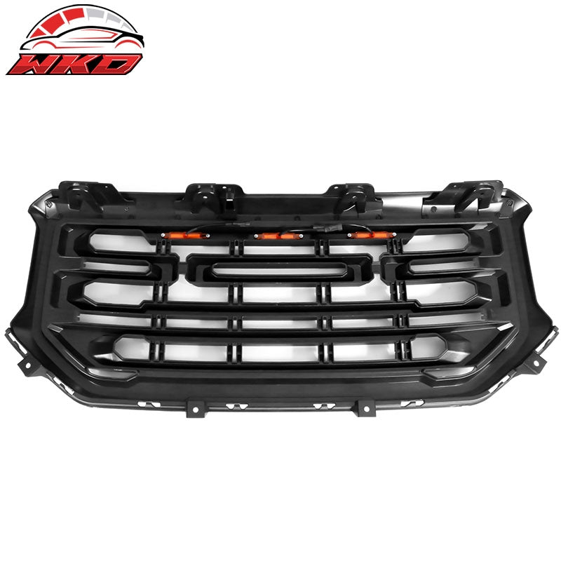 Fits 16-19 GMC Sierra 1500 Front Bumper Grille Hood Matte Black ABS Grille