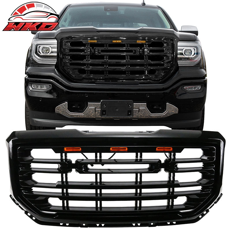Wholesale 16-19 GMC Sierra 1500 Gloss Black Front Bumper Hood Grille Mesh ABS Guard