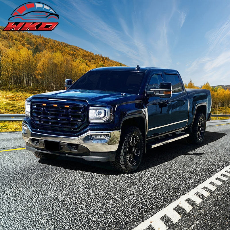 Fits 16-19 GMC Sierra 1500 Gloss Black Front Bumper Hood Grille Mesh ABS Guard