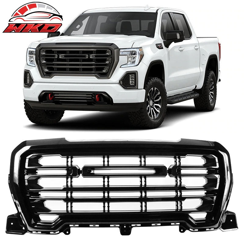 Wholesale 19-22 GMC Sierra 1500 Front Bumper Hood Grille Gloss Black
