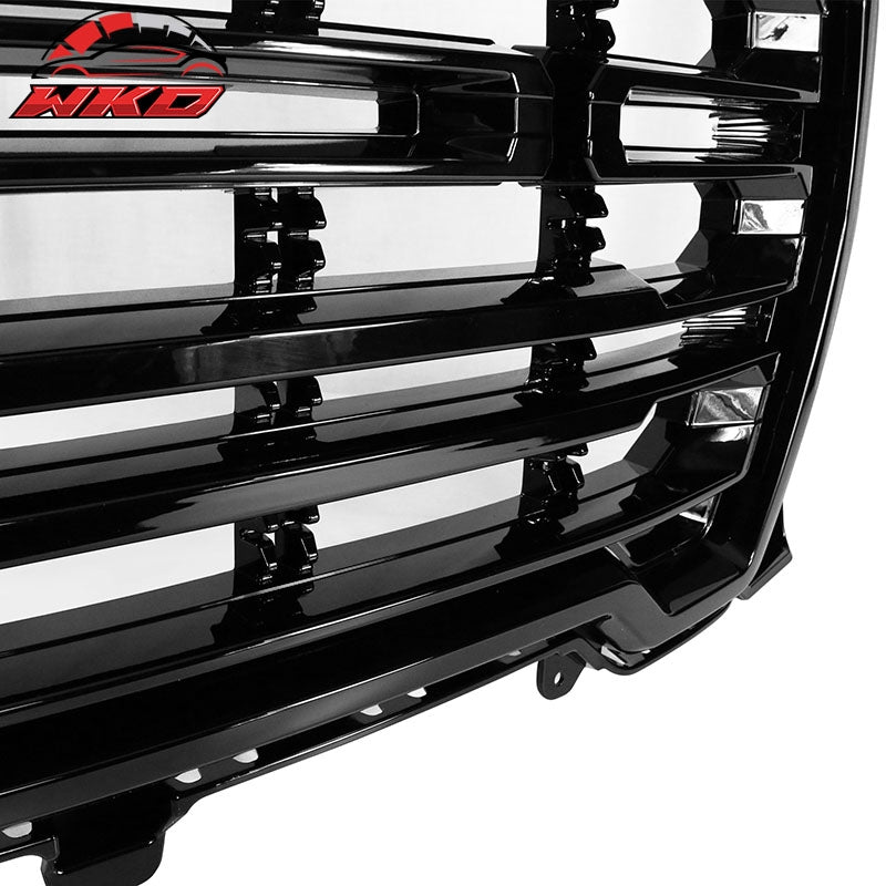 Fits 19-22 GMC Sierra 1500 Front Bumper Hood Grille Gloss Black