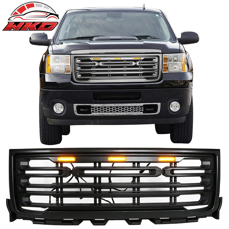 Fits 11-14 GMC Sierra 2500 3500 Front Bumper Hood Grille Matte Black
