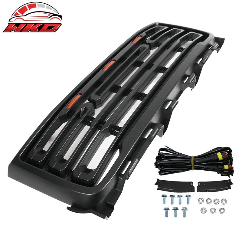 Fits 11-14 GMC Sierra 2500 3500 Front Bumper Hood Grille Matte Black