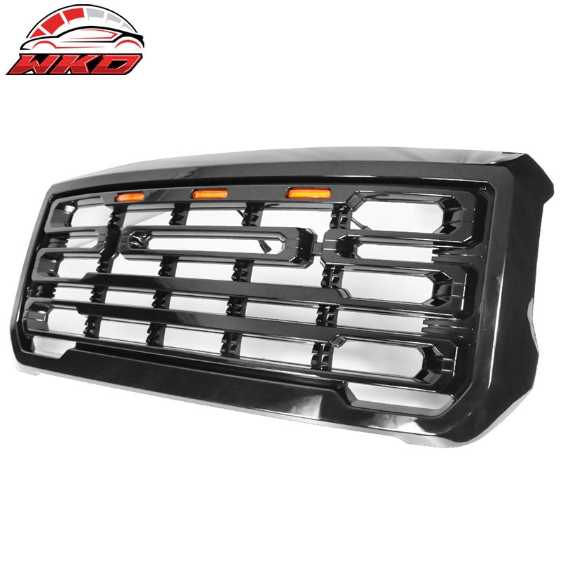 Fits 15-19 GMC Sierra 2500 3500 Front Grille Guard w/ Signal Light Gloss Black