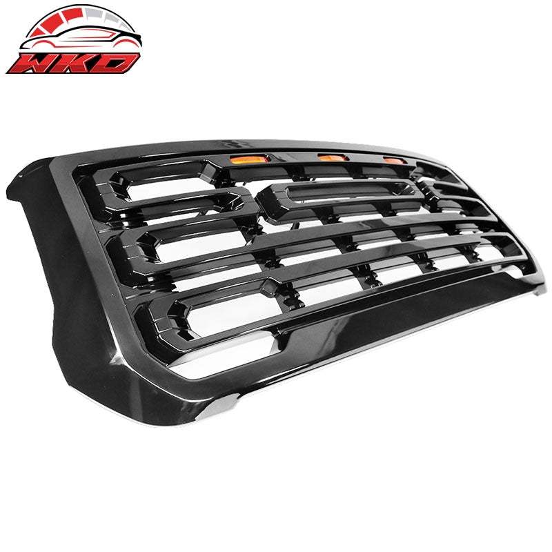 Fits 15-19 GMC Sierra 2500 3500 Front Grille Guard w/ Signal Light Gloss Black