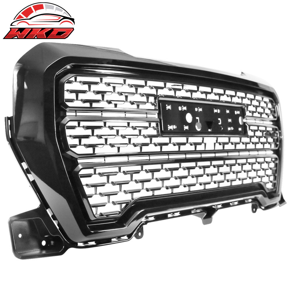 Fits 19-21 GMC Sierra 1500 Denali Style Front Bumper Upper Grille Gloss Black