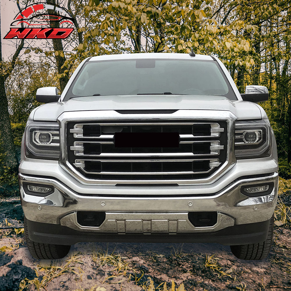 Fits 16-18 GMC Sierra 1500 Chrome Front Bumper Impact Bar Skid Plate Panel Cover