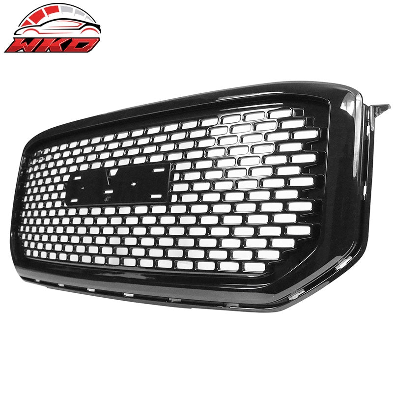 Fits 15-20 GMC Yukon Denali Style Front Upper Grille Replacement Gloss Black ABS