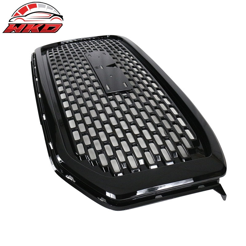 Fits 15-20 GMC Yukon Denali Style Front Upper Grille Replacement Gloss Black ABS