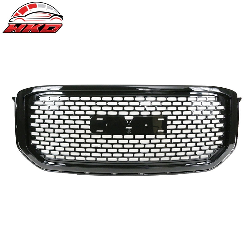 Fits 15-20 GMC Yukon Denali Style Front Upper Grille Replacement Gloss Black ABS