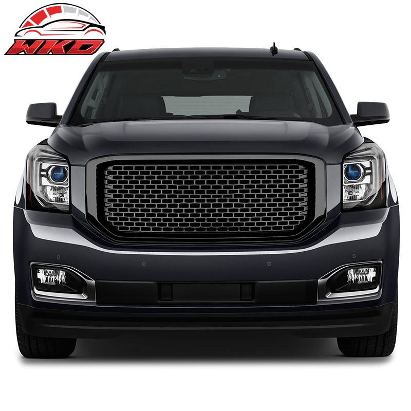 Fits 15-20 GMC Yukon Denali Style Front Upper Grille Replacement Gloss Black ABS
