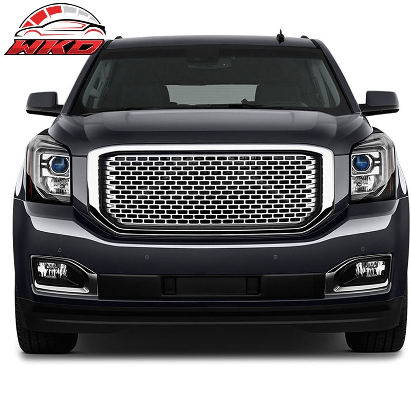 Fits 15-20 GMC Yukon XL Denali Front Upper Bumper Hood Grille Grill Black ABS