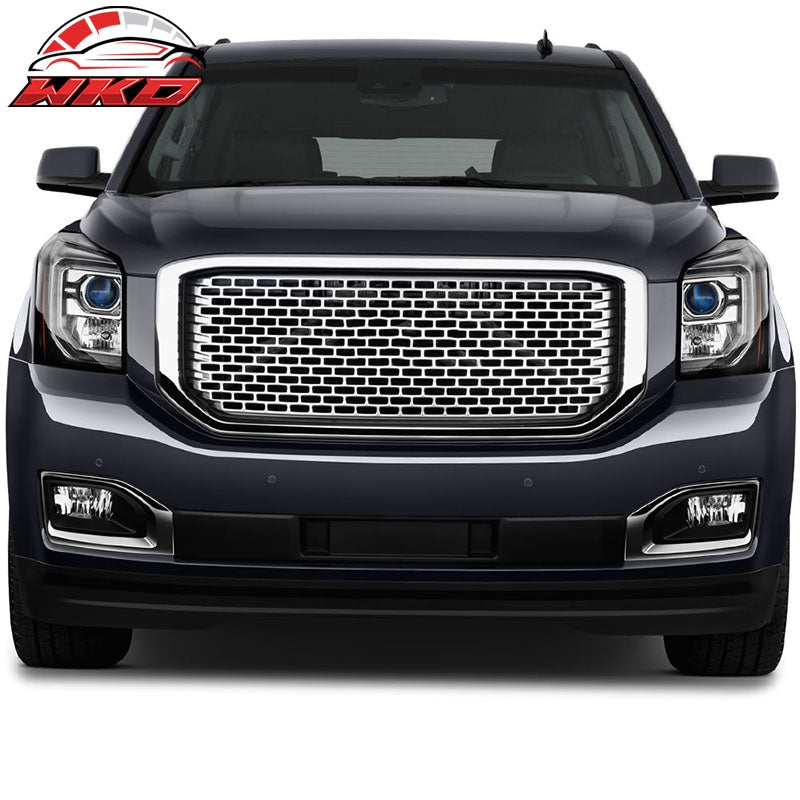 Fits 15-20 GMC Yukon XL Mesh Denali Style Front Bumper Grille Grill ABS Chrome