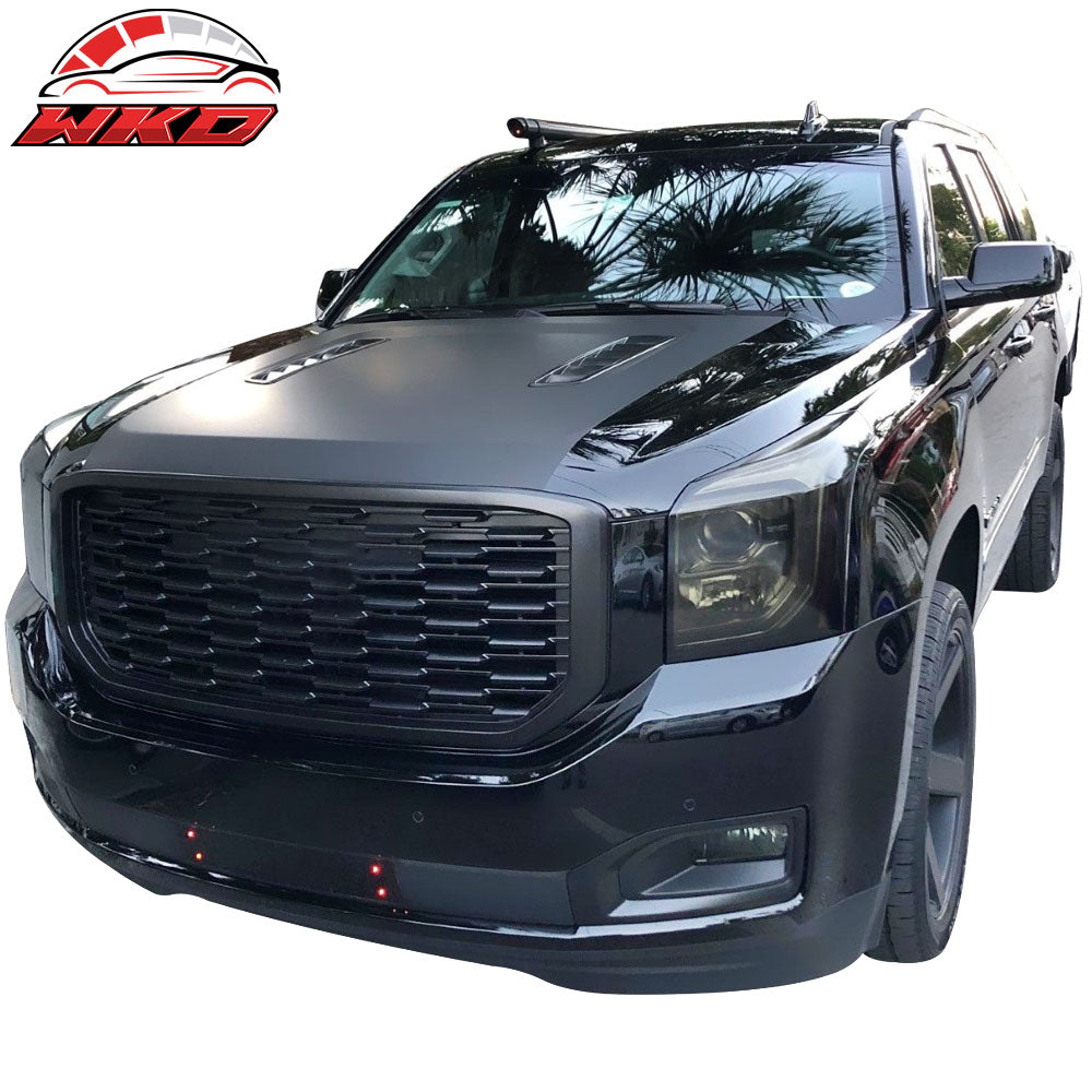 Fits 15-20 GMC Yukon Denali Style Front Bumper Upper Mesh Grille Unpainted ABS