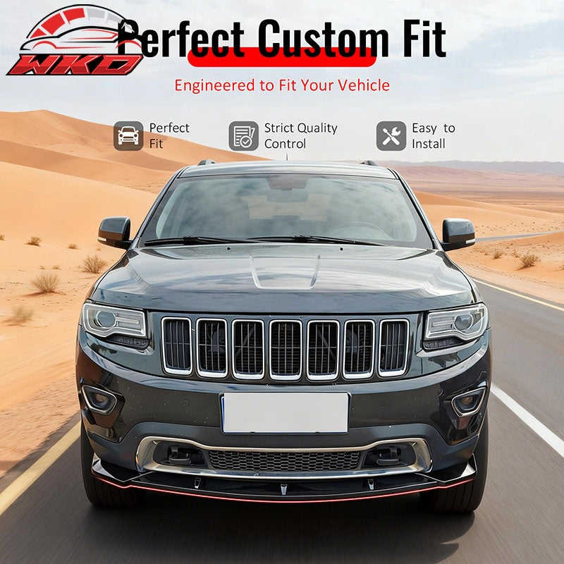 Fits 14-16 Grand Cherokee Base IKON Front Bumper Lip Spoiler Carbon Fiber Print